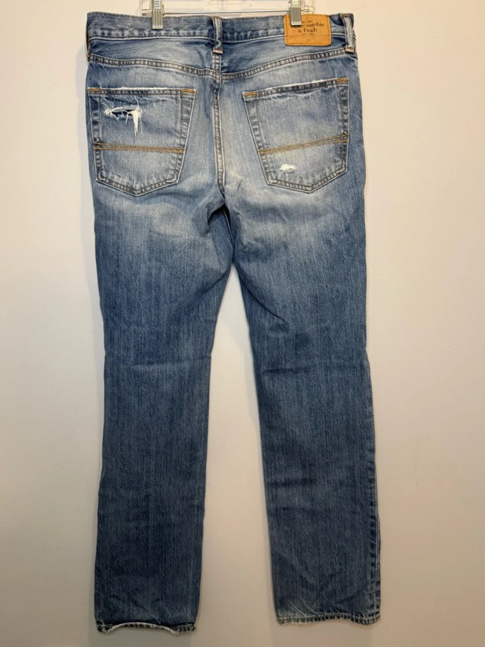Abercrombie & Fitch Slim Straight Distressed Y2K Denim Jeans 33x32 100% Cotton